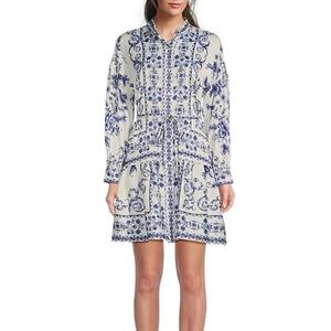 Alex Marie white and blue size 4 wren satin dress NWT